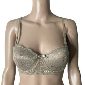 Tracy Bra Womens 36B Beige Tan Laced Padded Underwire